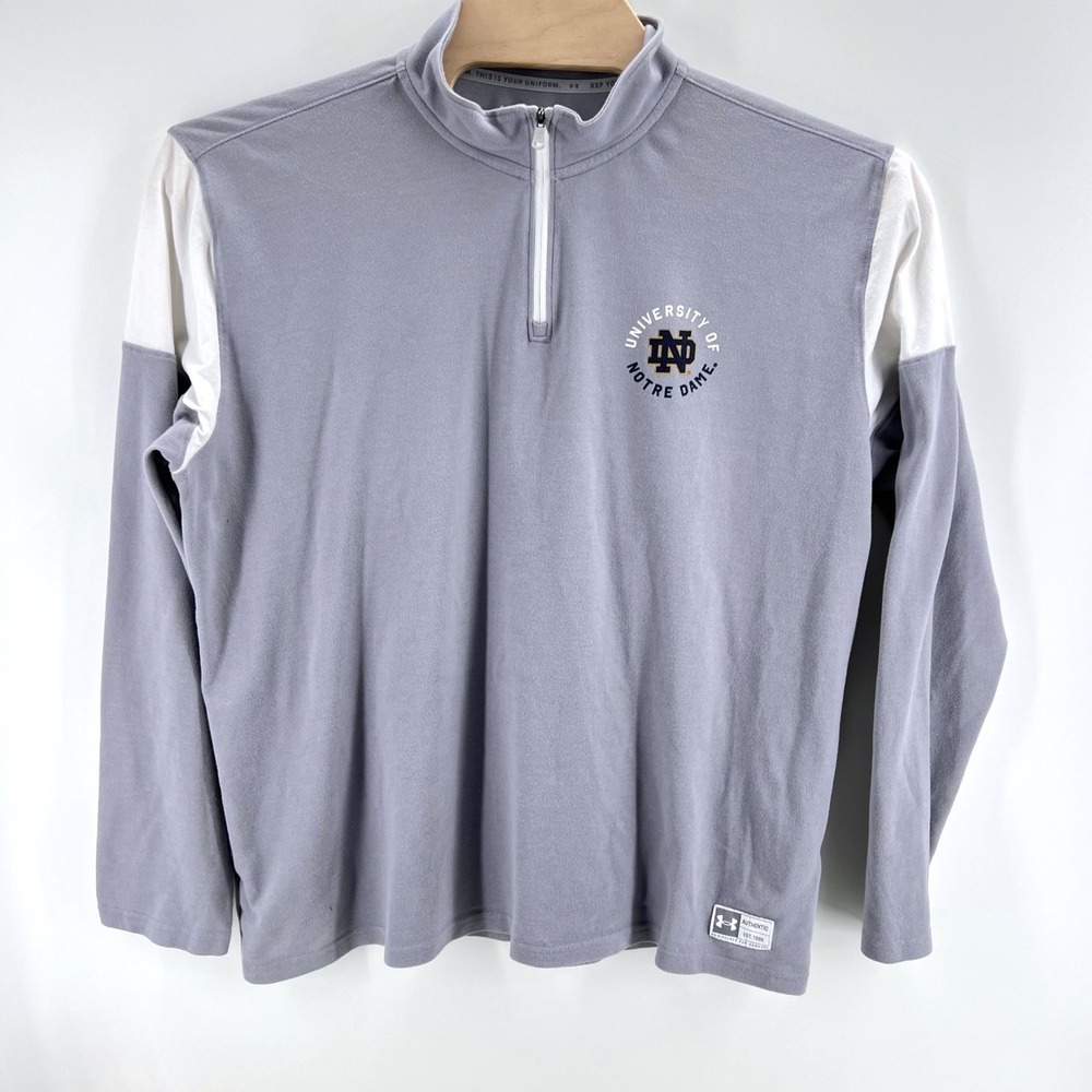 Under Armour Notre Dame Fighting Irish 2XL Cotton Blend Grey Quarter Zip Gameday